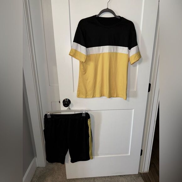 Athletic Black and Yellow Shorts with Striking Contrast - Picture 1 of 8